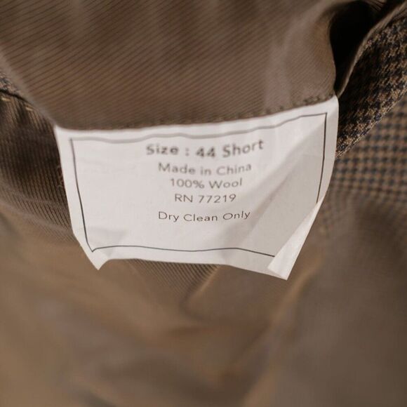 Pronto Uomo Platinum Luxury Wool Brown Blue Hounstooth 2 Button Sport Coat 44R - Picture 10 of 14